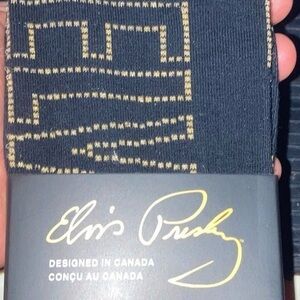 Unisex Elvis Presley Signature Crew Socks -Black & Gold (One Pair) by Graceland